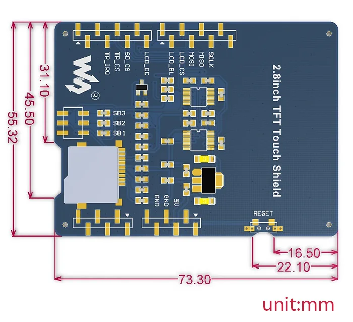 Waveshare 2,8 дюймов TFT сенсорный экран lcd резистивный сенсорный экран 320*240 дисплей для Arduino UNO Leonardo UNO PLUS NUCLEO XNUCLEO