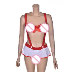 1 компл. пикантные костюмы сексуальное женское белье Горячие для женщин красный лук бюстгальтер + Женская юбка пикантная форма медсестры