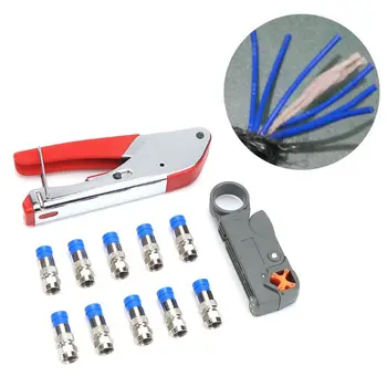 

YOFE Hand Compression Crimping Tool Crushing Clamp With Wire Stripping Plier 10Pcs Clamping Connector Extrusion Equipment Kits