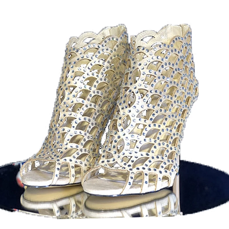 

Summer Sandals High Heel Stiletto Sexy Fish Mouth Roman European And American Rhinestone Banquet Shoes Thin Hollow Open