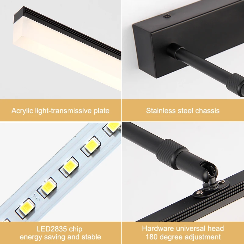  Modern Bathroom Black Silver Gold LED Vanity light Stretchable Wall lamp indoor bedroom mirror Ligh - 32913933215