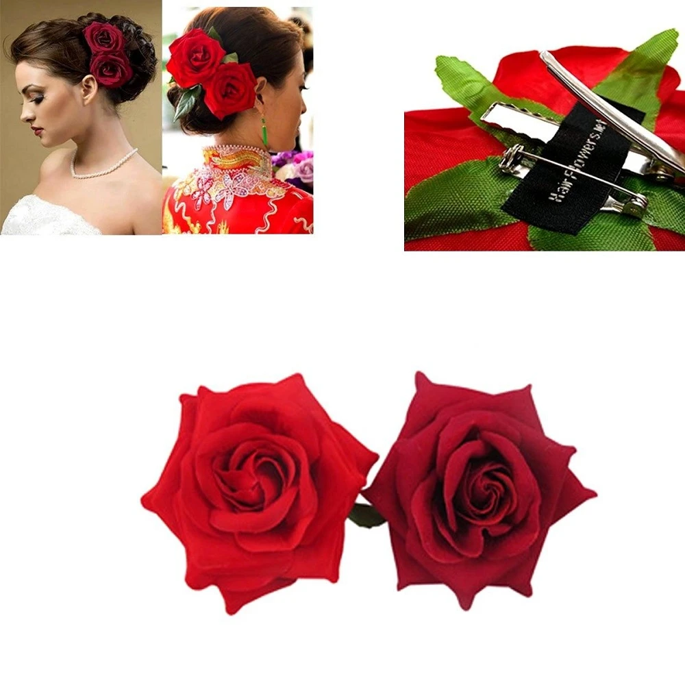 Rose Flower Hair Clip Hairpin Bridal Bridesmaid Accessories Wedding Party Brooch 