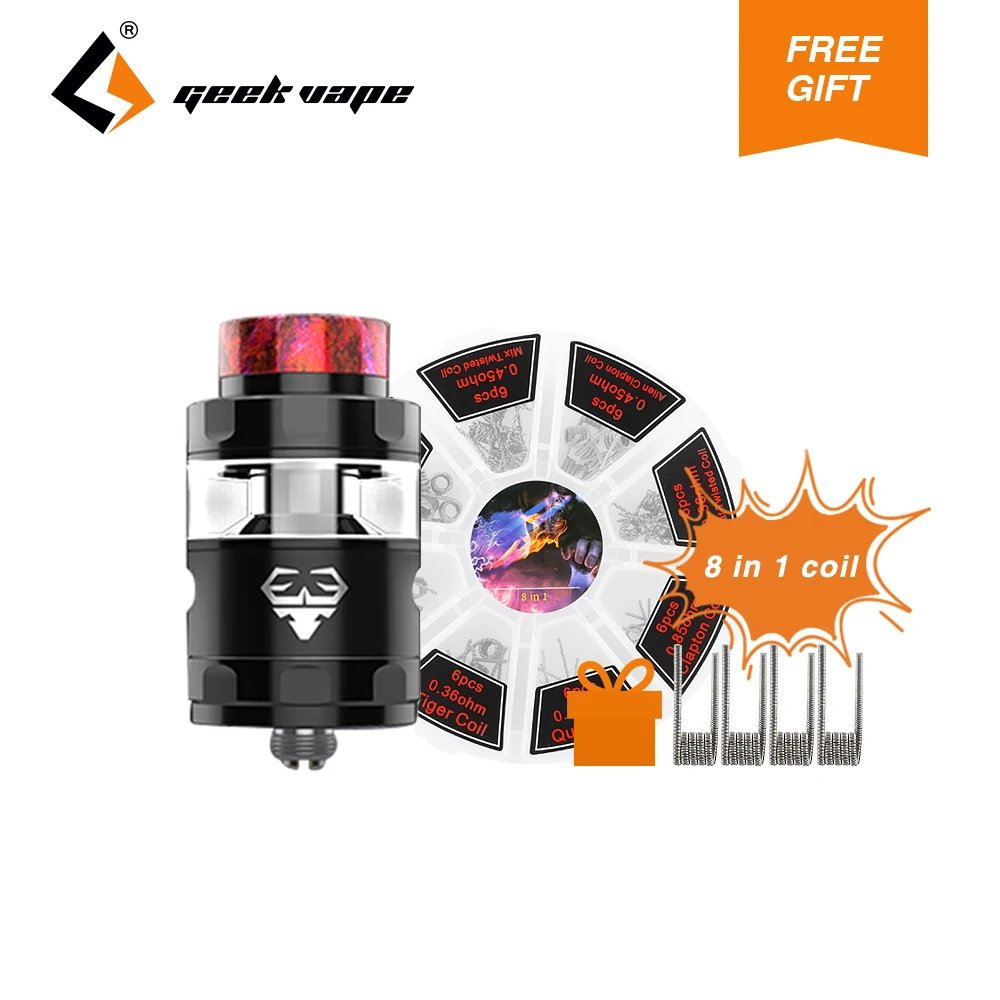 

Hot Sale GeekVape Blitzen RTA Atomizer 2ml/5ml Capacity 24mm Diameter Tank Support Dual & Single Coil for E Cigs Box Mod RTA