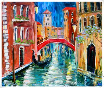 

Venice oil painting italian landscape oil painting on canvas hight Quality oil painting Venice CANAL Gondola 5