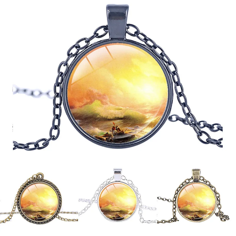 

The Ninth Wave necklace Aivazovsky painting pendant fashion choker necklace Inspirational jewelry Student gift teacher gifts