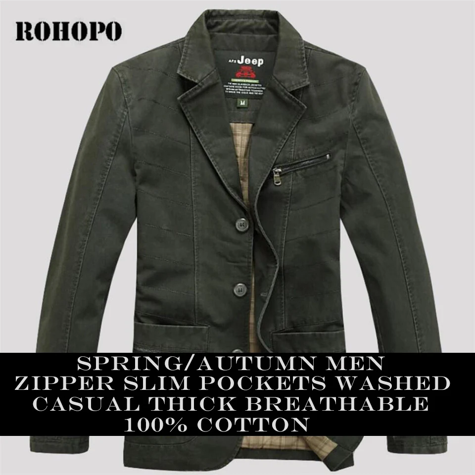 

AFS JEEP Promotion Man's Cargo cotton slim blazer,Khaki,army green costume homme,zipper fly chest,mutil-pocket blazer M to 3XL