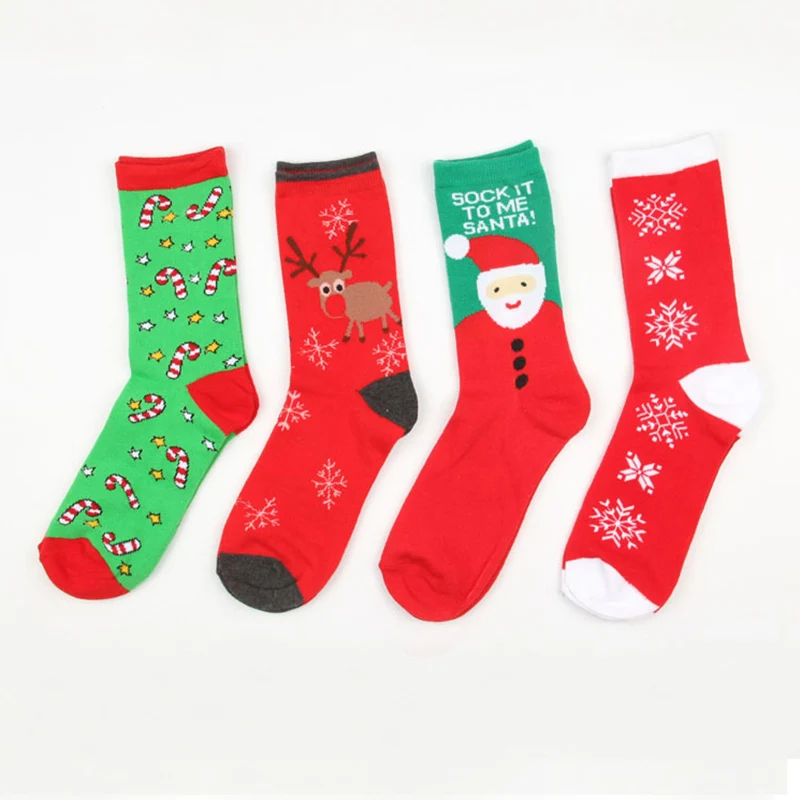 Новые осенне-зимние Новогодние рождественские носки с изображением снежного лося, подарочные носки, длинные носки, хлопковые носки мужские и женские Чулочные изделия, размер 35-43