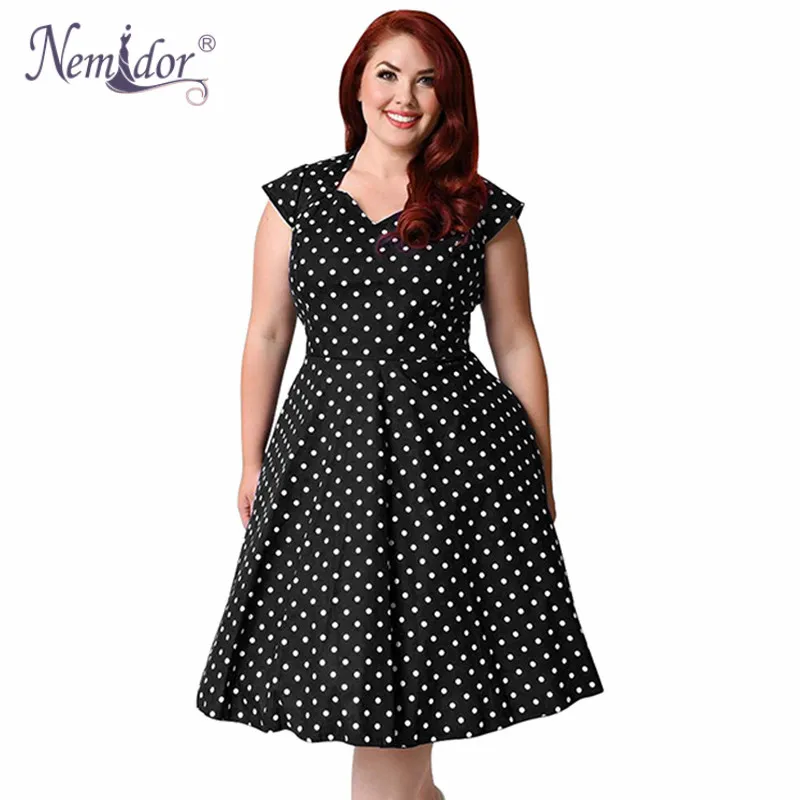 Nemidor Plus_Size_1950s_Style_Polka_Dot_Swing_Dress  (6)