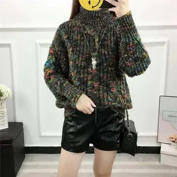 

2019 Autumn Winter Women's Causal Oversize Knitted Turtleneck Sweater Female Hiver Tricot Pullover Femme Twist Jumpers K25