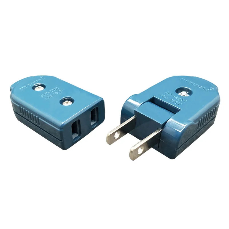 

US American 2 Pins AC Electric Power Adjustable Male Plug Female Socket Outlet Adaptor Wire Rewireable Extension Cord Connector