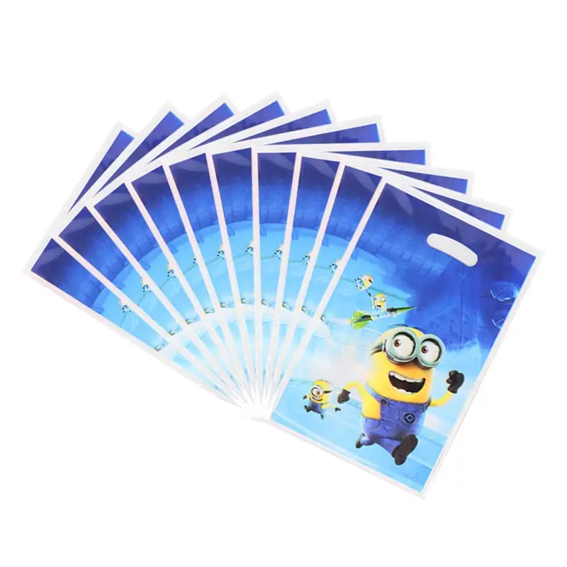 

10pcs/lot Cartoon Minion Loot Bag Kids Party Happy Birthday Plastic Gift Bag Baby Shower For Boys Girls Candy Bags Supplies