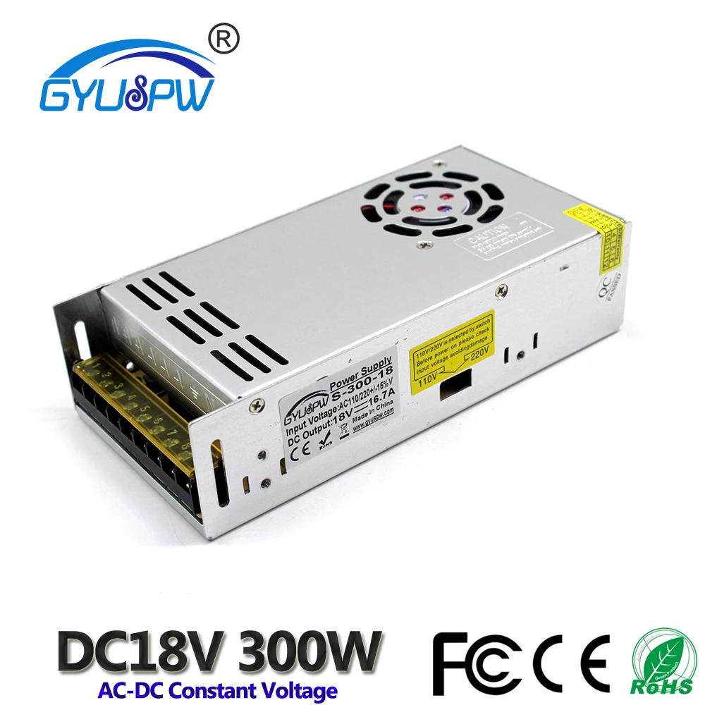 Single Output DC18V 16.7A 300W Switching Power Supply DC 18V Transformers 110V 220V AC-DC SMPS for LED Light Lamp CNC 3D Print |