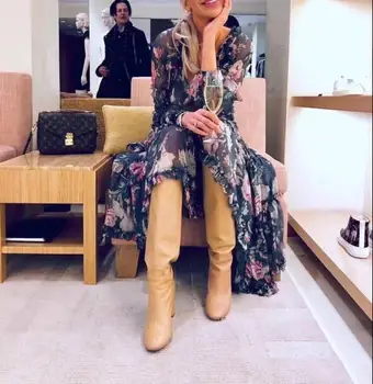 

Black Women Long Summer Dress Top Quality Sexy Ruffles V-Neck Print Night CLub Evening Party Dresses