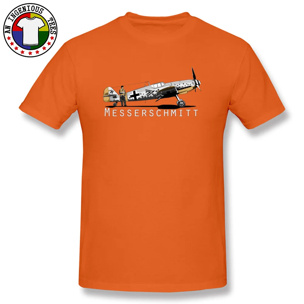 Cotton Boy Short Sleeve Messerschmitt BF109 T-shirts Printed On Tops T Shirt Funny Personalized O Neck Tee Shirt Messerschmitt BF109 orange