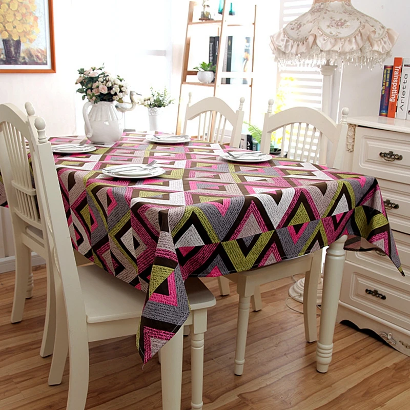 

Geometric Bohemian Tablecloths Colorful Striped Printed Rectangle Table Cover Europe Style Home Party Festival Decor Table Cloth