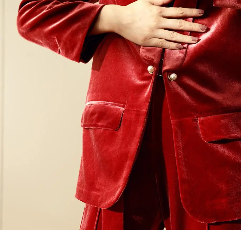 Gold velvet 2 pieces sets blazers suits female fashion vintage style blazers + pants sets 2018 autumn new pant suits gx1360 Gold velvet 2 pieces sets blazers suits female fashion vintage style blazers + pants sets 2018 autumn new pant suits gx1360