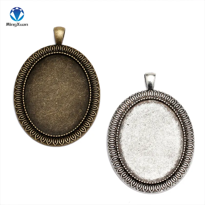 

MINGXUAN 5pcs Antique Bronze Metal Cameo Oval Cabochon 40x30mm Pendant Setting Jewelry Blank Charms jewelry accessories