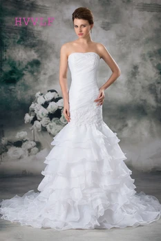 

Boho 2019 Wedding Dresses Mermaid Sweetheart Organza Tiered Beaded Cheap Vintage Wedding Gown Bridal Dresses Vestido De Noiva