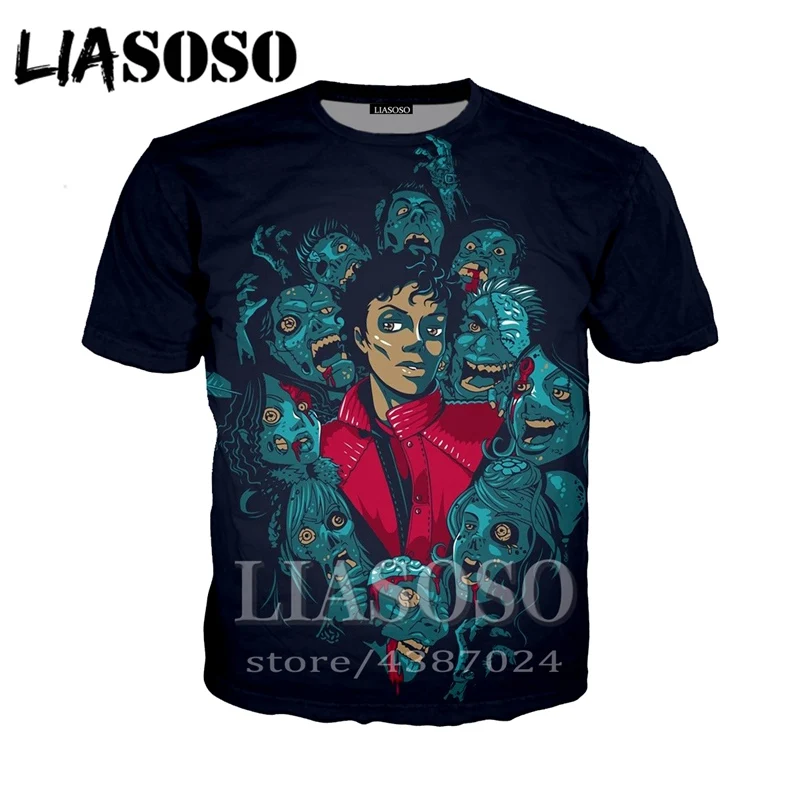LIASOSO, модная футболка, 3D, Мужская/wo, Майкл Джексон, Забавный принт,, уличная футболка, Harajuku, футболки, аниме, короткий рукав, E29 - Цвет: 11
