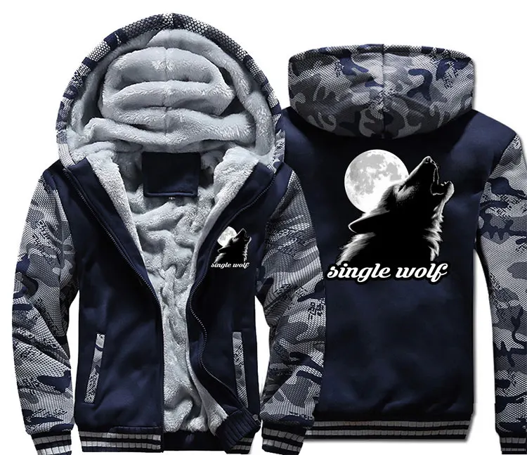 Veste loup WOLF DREAM мужская и женская теплая Толстая куртка зимняя с изображением Луны