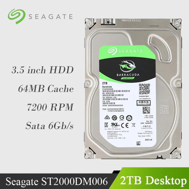 

Seagate 2TB Internal Hard Disk Drive 7200 RPM SATA 6Gb/s 256MB Desktop HDD Cache 3.5" ST2000DM008 HDD For Computer Free Shipping
