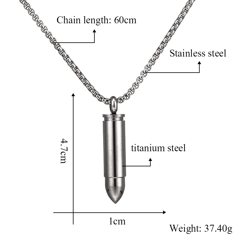 Military Necklace Jewelry Accessories for Men Male Stainless Steel Cross Scripture Engraved Bullet Pendant Necklace Vintage