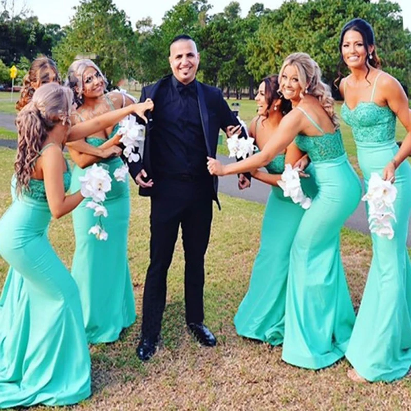 

Fashion Turquoise Lace Mermaid Full Length Women Maxi Dress Summer Bridesmaid Formal Gown Vestidos Custom Made Sexy Dresses