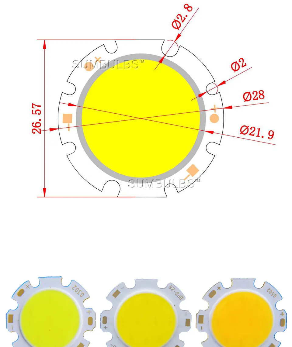 Round COB LED Chip On Board Light Source 28mm Diameter for Spotlight Downlight DIY LED Lamp Bulbs (1)