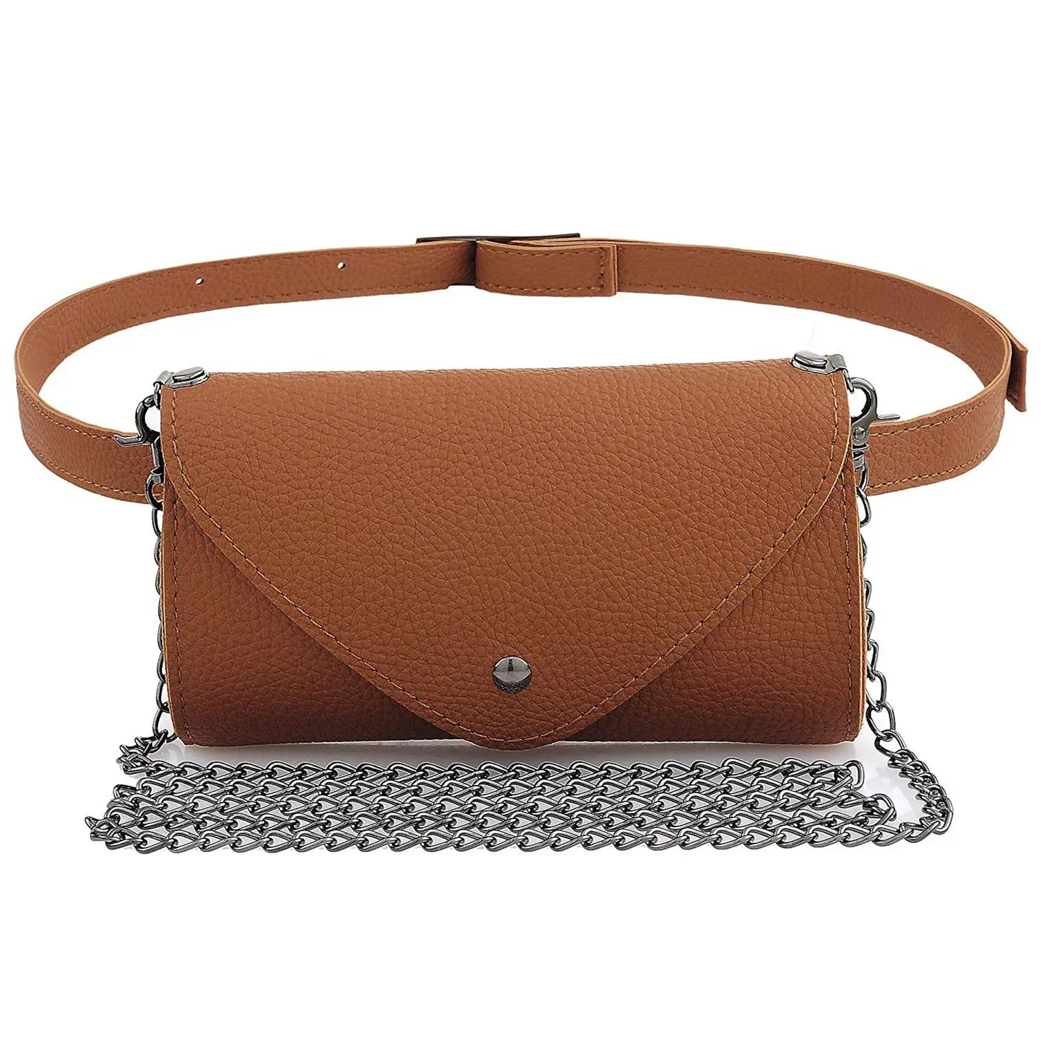 

new hot Women's Fashion Elegant Leather Brown Waist Fanny Belt Crossbody Pack Bags With Purse Pocket Stylish For Girls Women(Bro