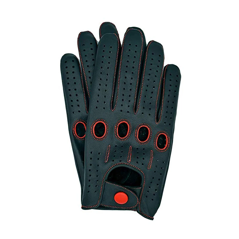 

New Arrival Mens Gloves Goatskin Leather Riding Driving Gloves Full Finger Non unlined Slip Mitten For Male Real Leather Gloves