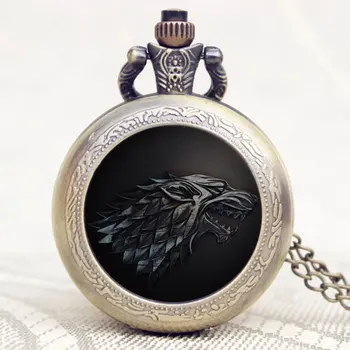 

Game of Thrones Pattern Quartz Vintage Pocket Watch Men A Song of Ice and Fire Silver Tone Gifts Pocket Watch Necklace