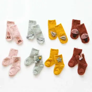 

New born thick socks three-dimensional cartoon cactus baby girls socks winter warm Plus velvet toddler socks boy winter infant