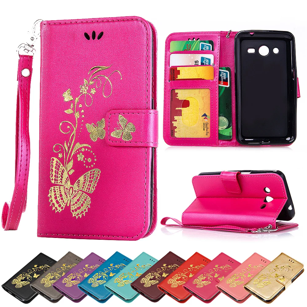 

Flip Case for Samsung Galaxy Core 2 Duos G355h SM-G355h G355h/ds SM-G355h/ds Luxury Butterfly Case Wallet Phone Leather Cover