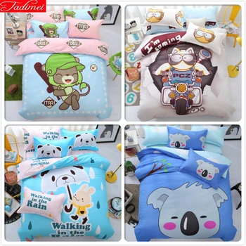 

Kids Student 1.2m 1.5m 1.8m 2m 3pcs 4pcs Bedding Set Queen Double Single Size Duvet Cover Pillowcase Bed Sheet Animal Bedlinens
