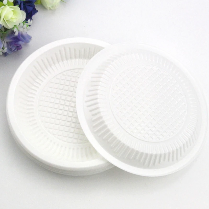 10 Pcs Lot White Round Plastic Cake Dishes For Birthday Party Disposable Dinner Plates Wedding Party
