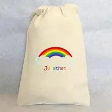 Пользовательские Радуга Свадебные муслин пользу подарок Добро пожаловать за конфетки спасибо мешки девичник свадьбу душ мешок подарков