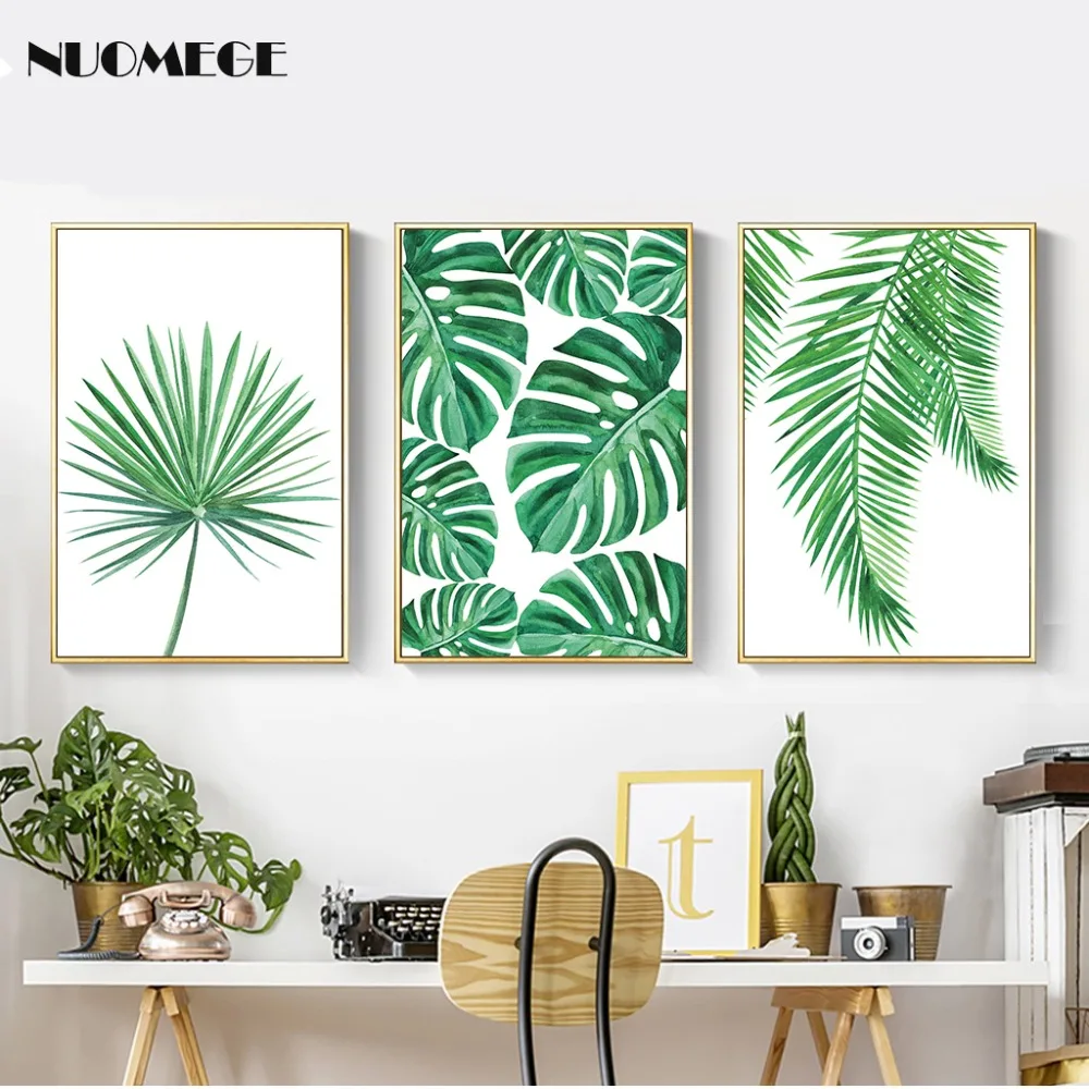

Tropical Palm Leaf Canvas Painting Fresh Monstera Nordic Minimalist Green Plant Poster Greenery Wall Art Picture For Home Decor