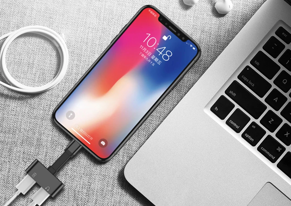 Светильник, портативный адаптер, конвертер для Iphone 7/8/X, Поддержка iOS 10,3/11, зарядка музыки или вызов, светильник, аудио наушники