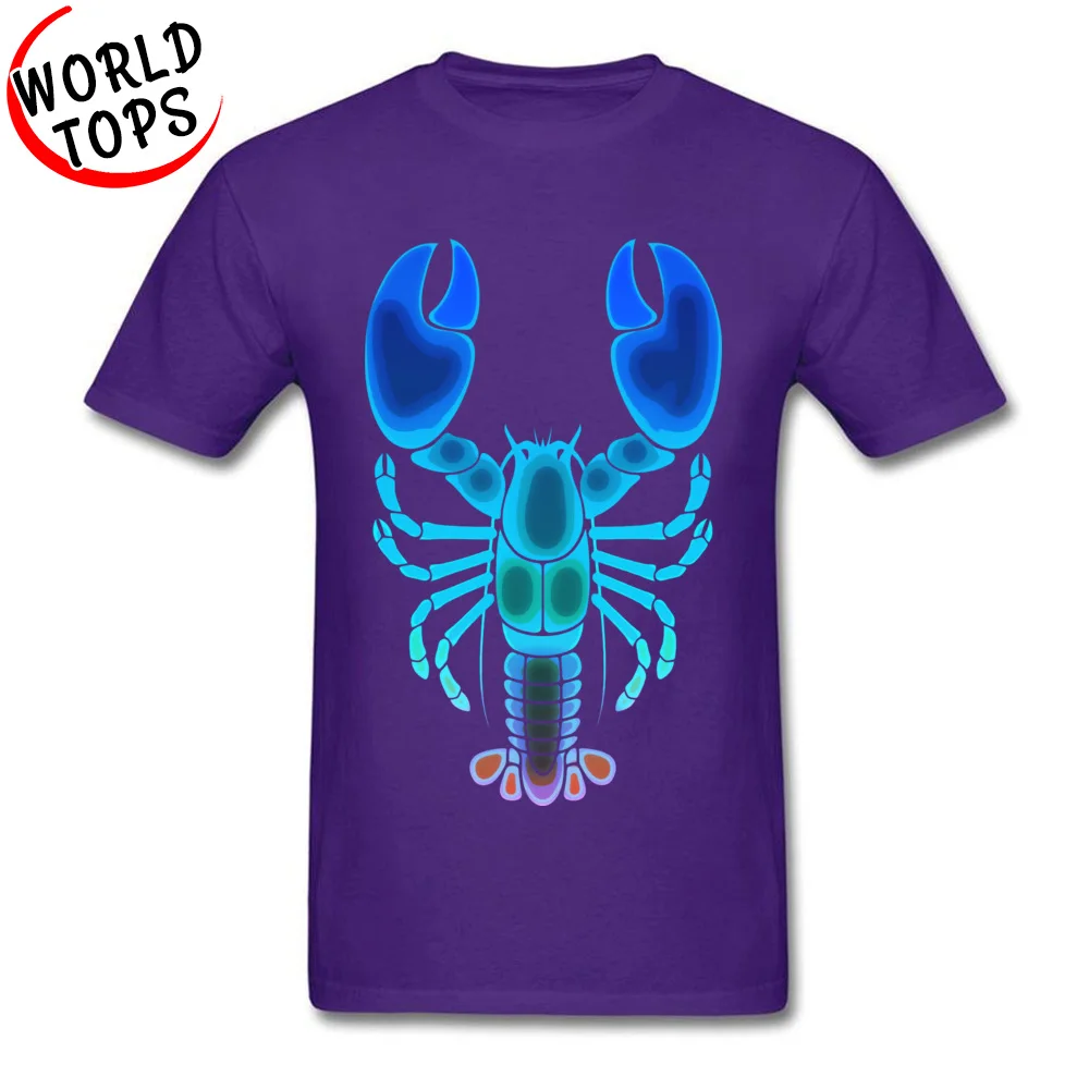 All Cotton Men Short Sleeve Moonlight Lobster T Shirts Design Tops & Tees Hip Hop Casual Round Collar Tee-Shirt Moonlight Lobster purple