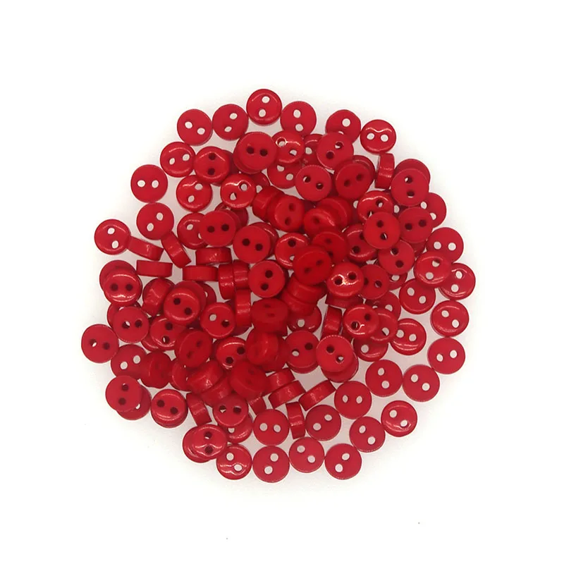 

SHINE Brand 100PCs Red Resin Sewing Mini Button Scrapbooking supplies Round 2 Holes buttons decorative for clothing S1060 6mm