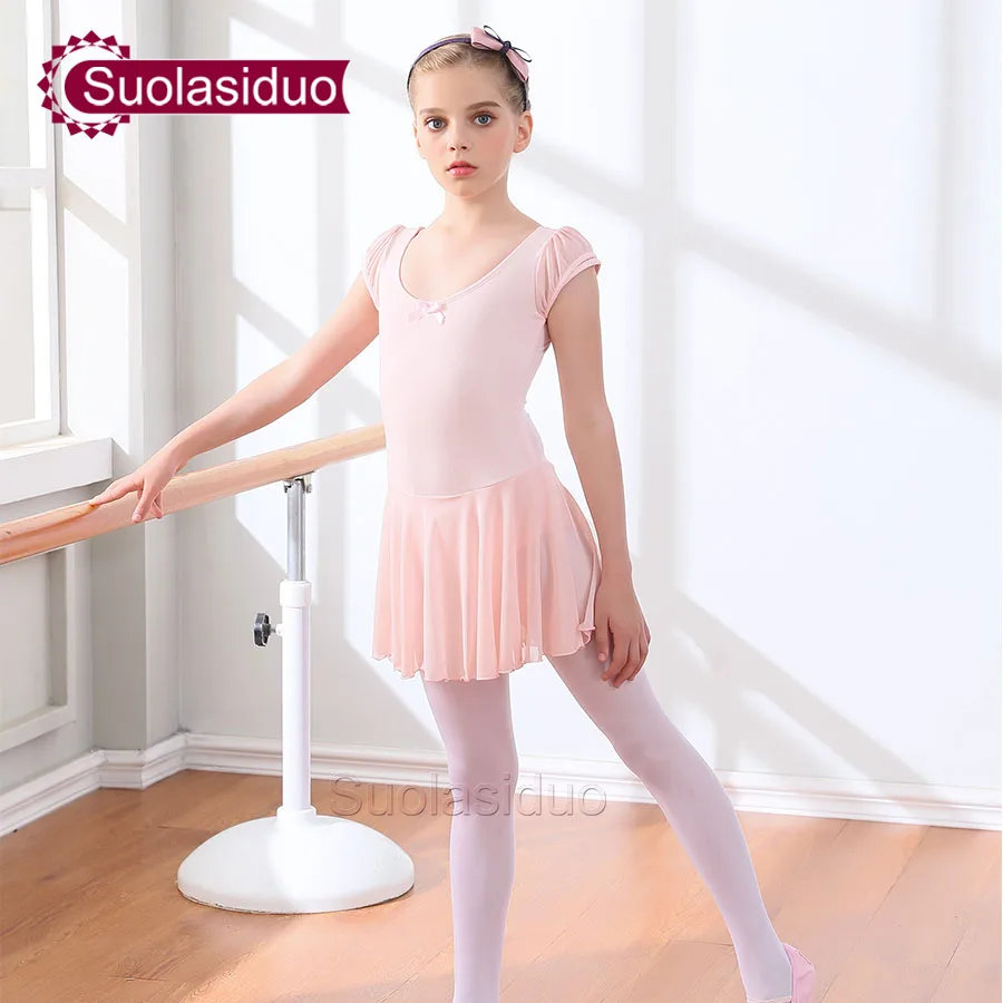 

Light Pink Ballet Dance Practice Leotards Costumes Kids Stage Performance Dancing Skirt Children Dance Dresses Dancewear