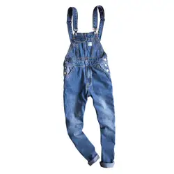 Япония модные синие джинсы Комбинезоны для девочек Тонкий Для мужчин Комбинезон хип-хоп Для мужчин S Джинсы для женщин штаны с подтяжками