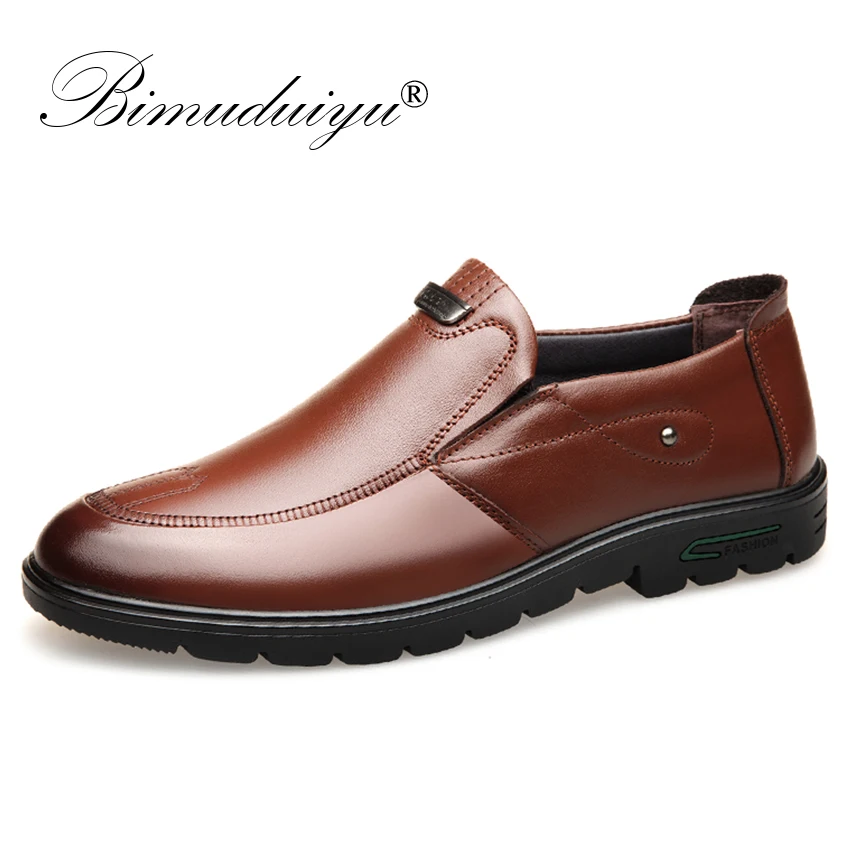 

BIMUDUIYU Genuine Leather Shoes Men Brand Footwear Non-slip Men's Casual Shoes Dress Italian Leather Loafers Driving Moccasins