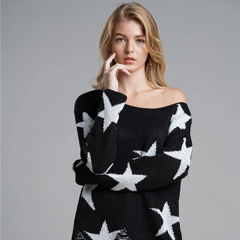 

Diwish One Shoulder Sweaters 2019 Autumn Winter Women Sweaters Knitting Pullover Long Sleeve Black Casual Fashion Women Sweater