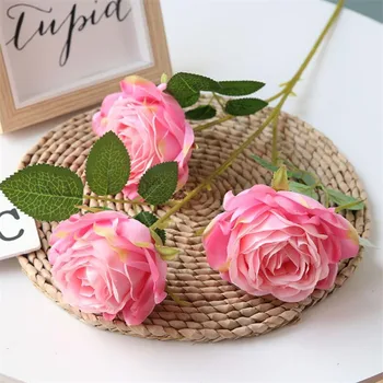

Fake Single Stem Melaleuca Rose (3 stems/piece) Simulation Roses for Wedding Home Showcase Decorative Artificial Flowers