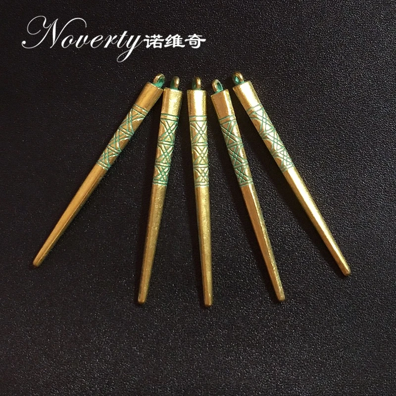 10pcs bag 55 5MM Retro Patina Plated Zinc Alloy Green Tip Needle Spike Charms Pendants For