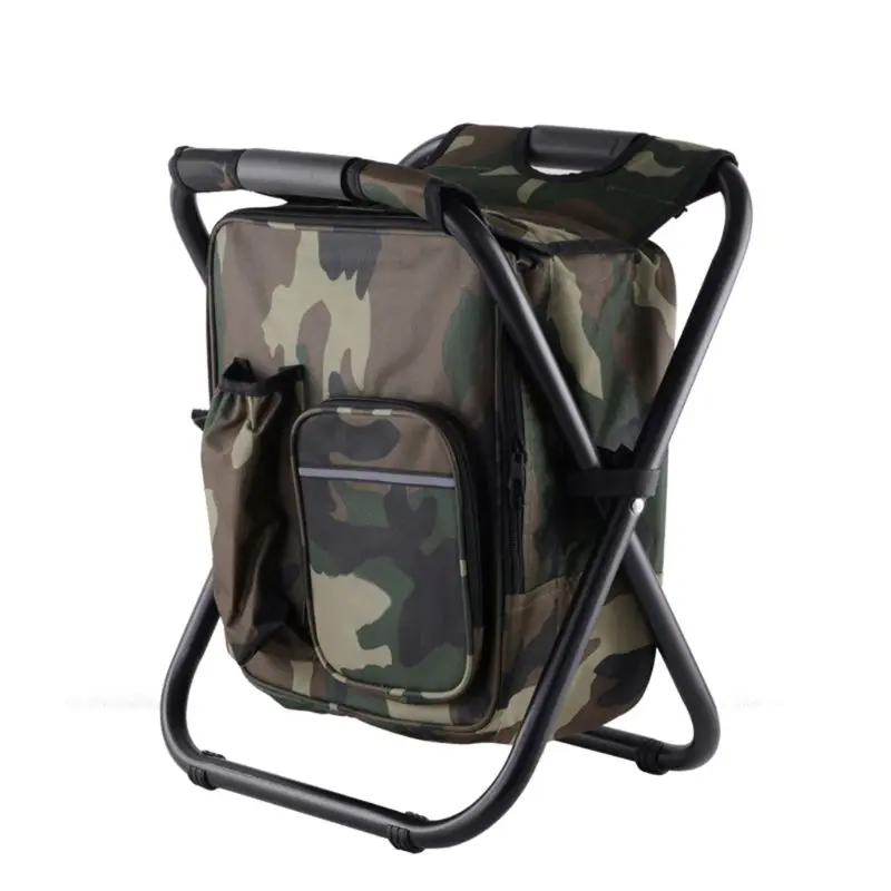 Складной рюкзак со стулом, изолированная сумка-холодильник для рыбалки, кемпинга, пикника, пляжа