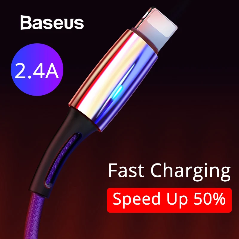 

Baseus USB Cable for iPhone XR Xs Max X Charger Cable 2.4A Fast Charge Lighting for iPhone 8 7 Plus Xs Charging USB Data Wire