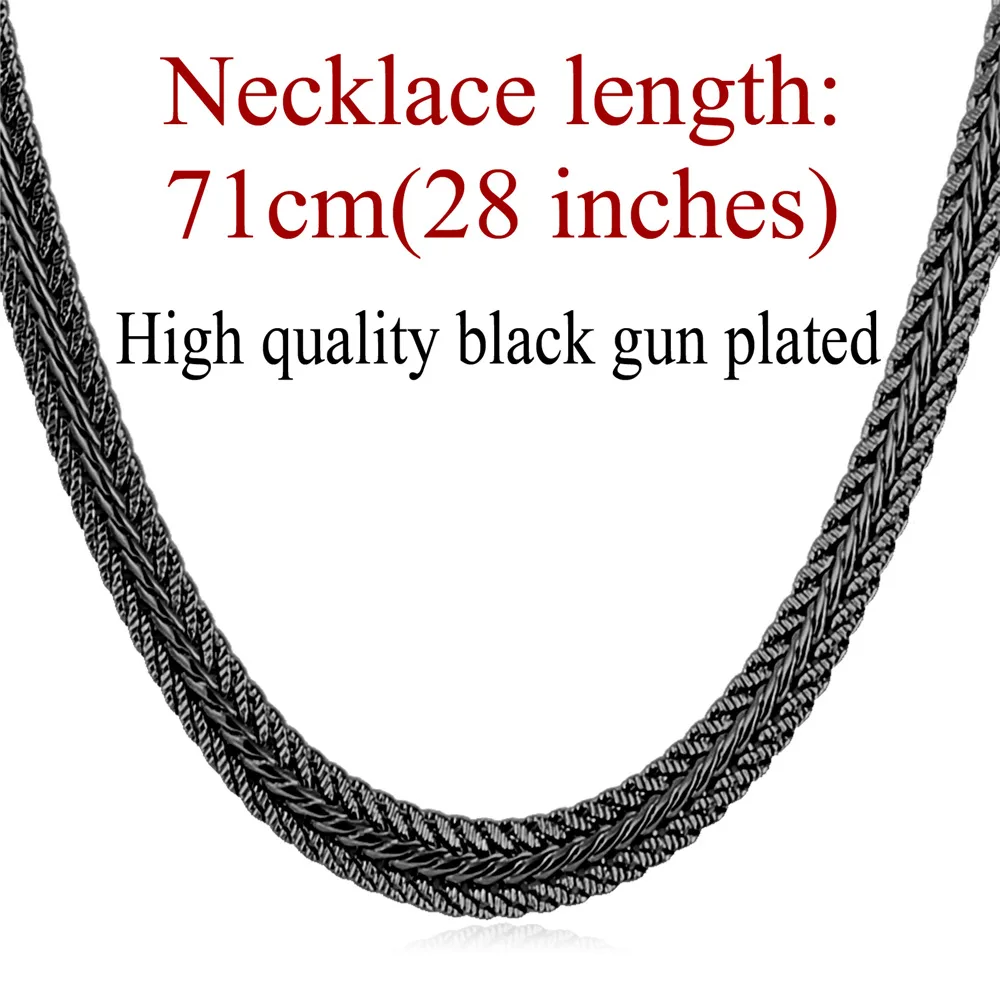 U7 Черное Покрытие Змейка Цепь Ожерелье Для Мужчин 6 ММ Ширина 6 размер Длинное Цепочки На Шею Ювелирные Изделия N561 - Окраска металла: black gun 28