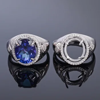 

MeiBaPJ 10*12 Real Natural Tanzania Blue Topaz Gemstone Men Ring or Empty Ring Support Real 925 Sterling Silver Wedding Jewelry